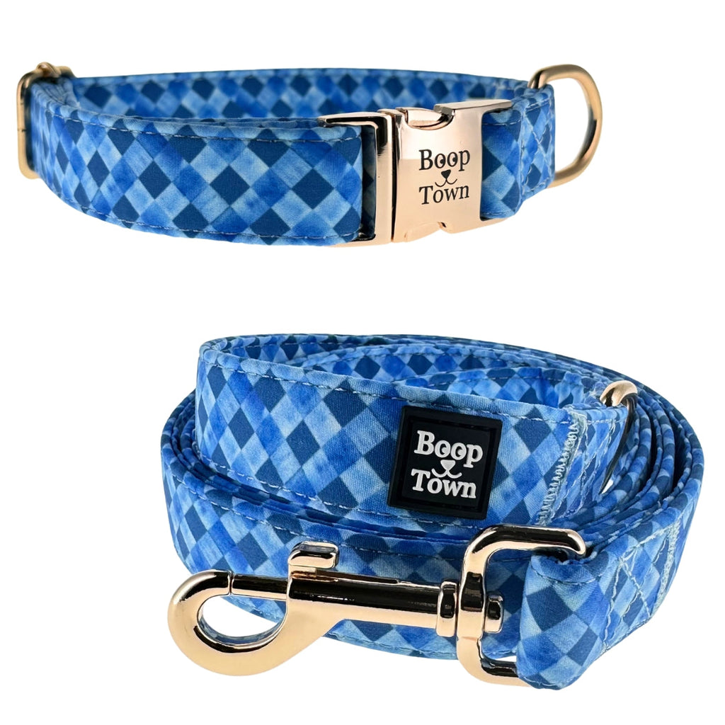 Boop Town  Leash Set - Soft Cotton & Heavy Duty Nylon Core - Quick Release Metal Buckle -  Reduces Hair Matting - XS Small Medium Large XL Dogs